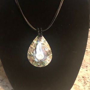 onyx and oyster shell enhancer necklace